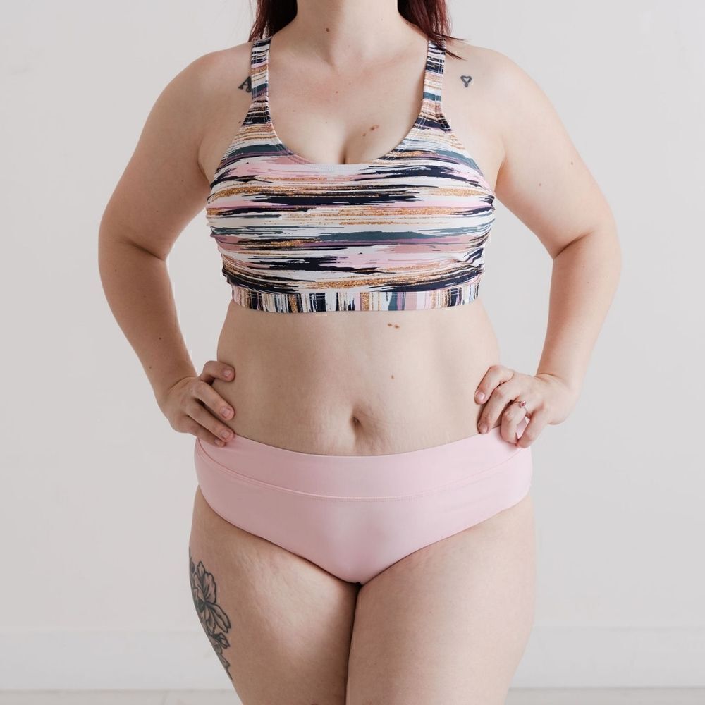 Athletic Bikini Swimsuit Top Small Adjustable Stripes - Picture 13 of 15